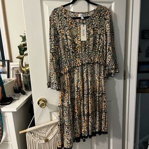 Myra Bag Multicolor Long Sleeve Dress